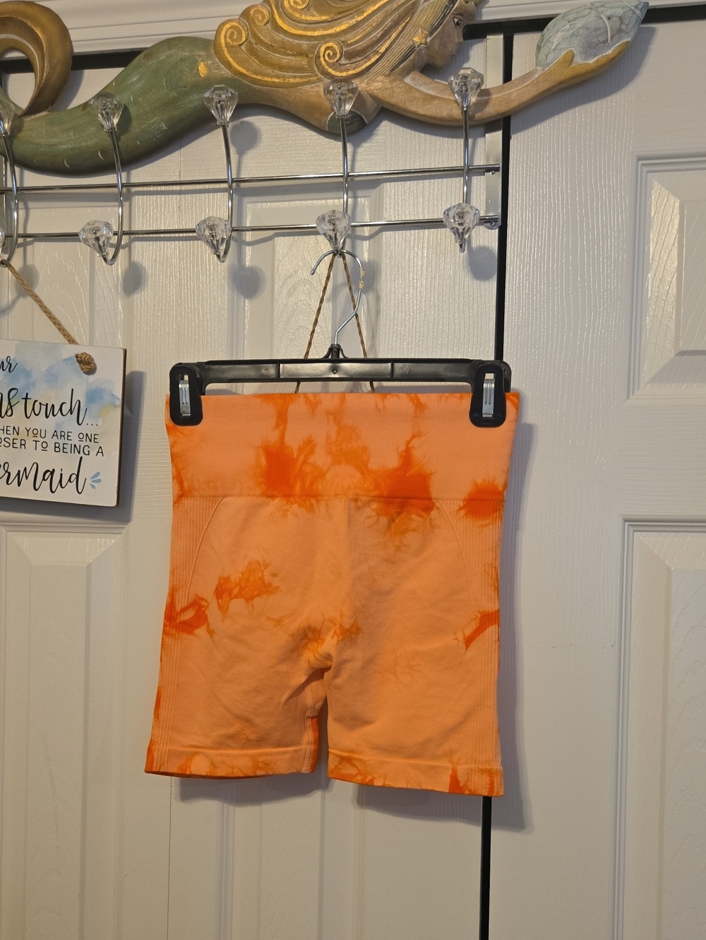 Tie-Dye High-Waist Women’s Bike Shorts - Orange